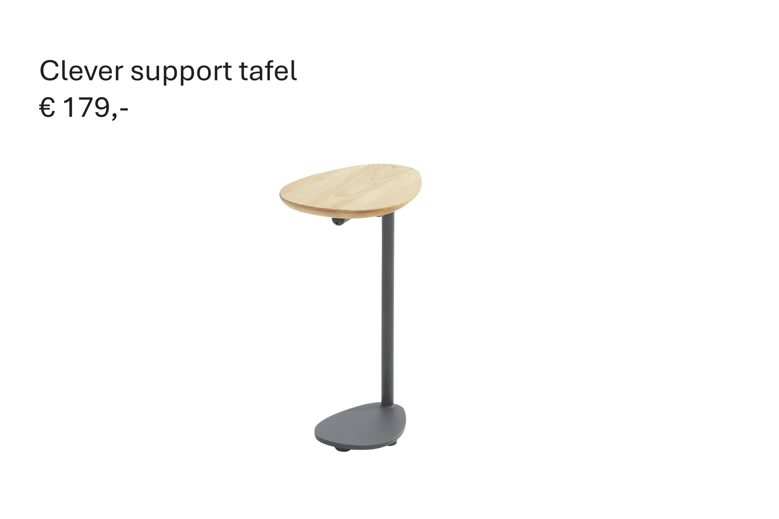 19845 Clever Support Table Teak Teardrop Shape Anthracite 01