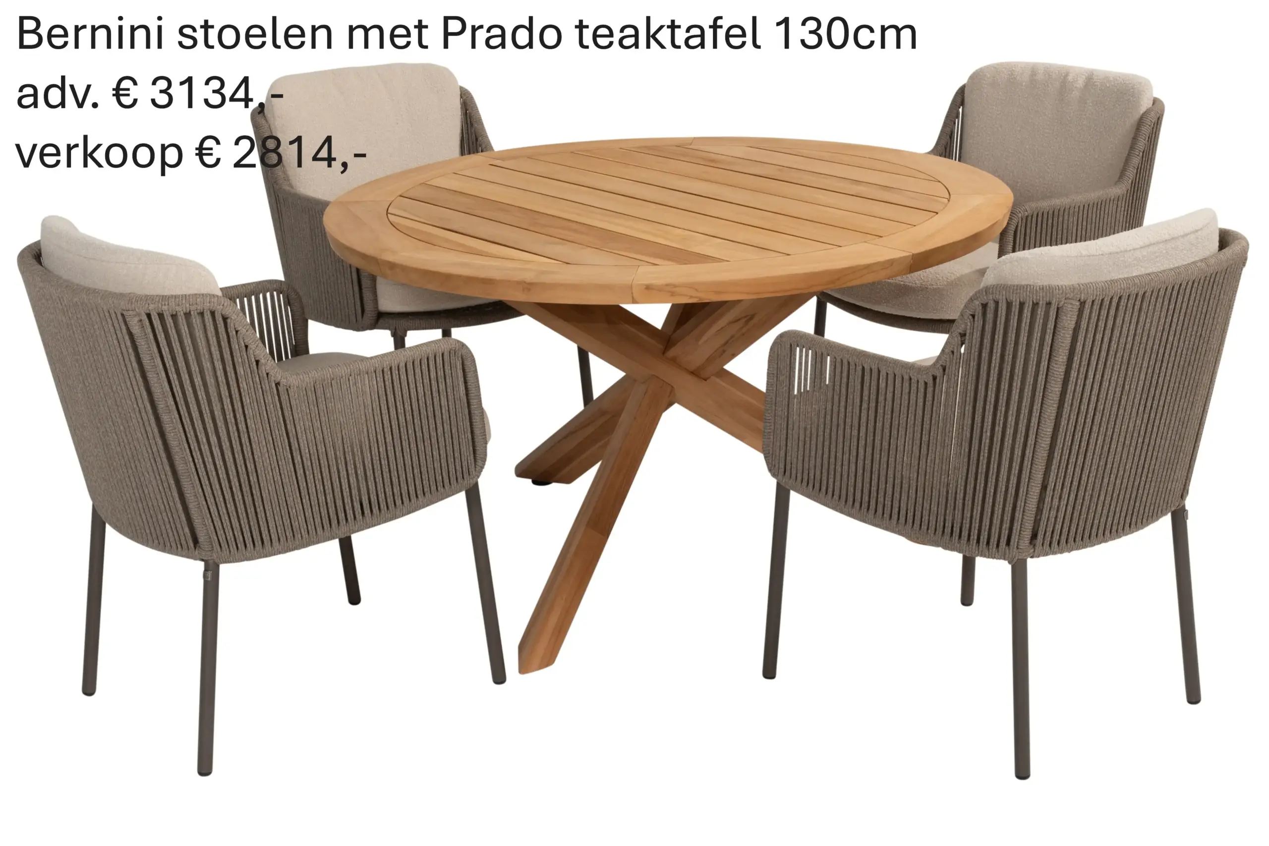 214149 91417 91499 Bernini Dining Set With Prado Dining Table Teak 130cm 01