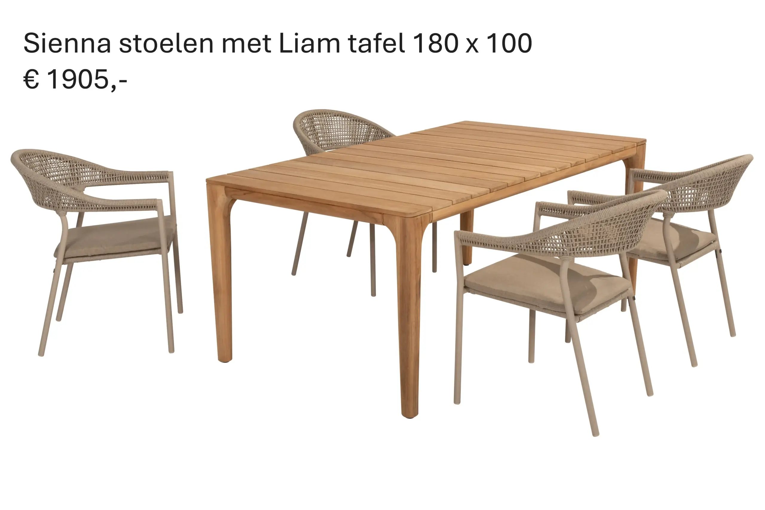 91578 91488 Sienna Dining Set Latte With Liam Table Teak 180x100cm 01