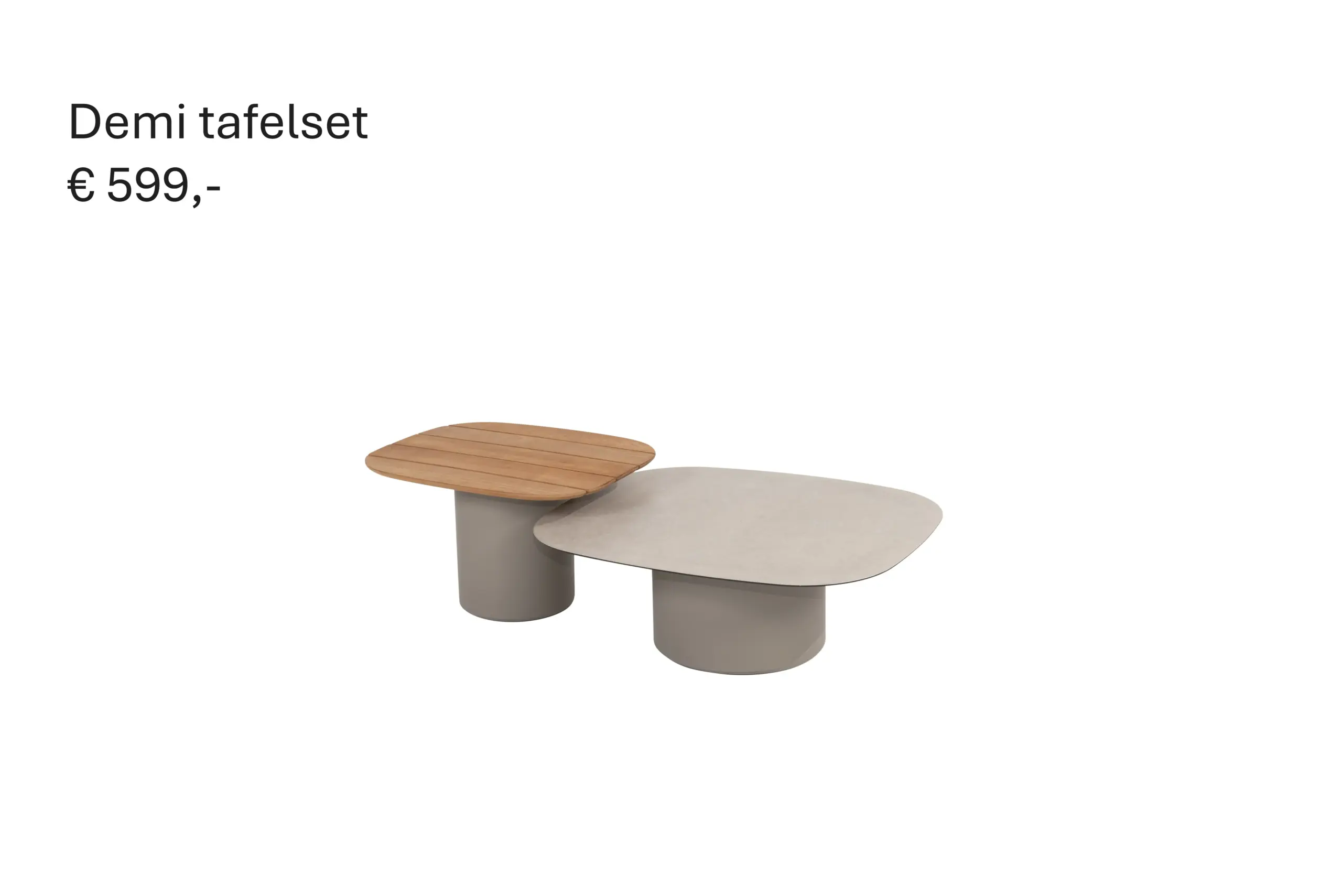 91633 Demi Set Of 2 Coffee Tables 50x60cm And 70x80cm Cloud