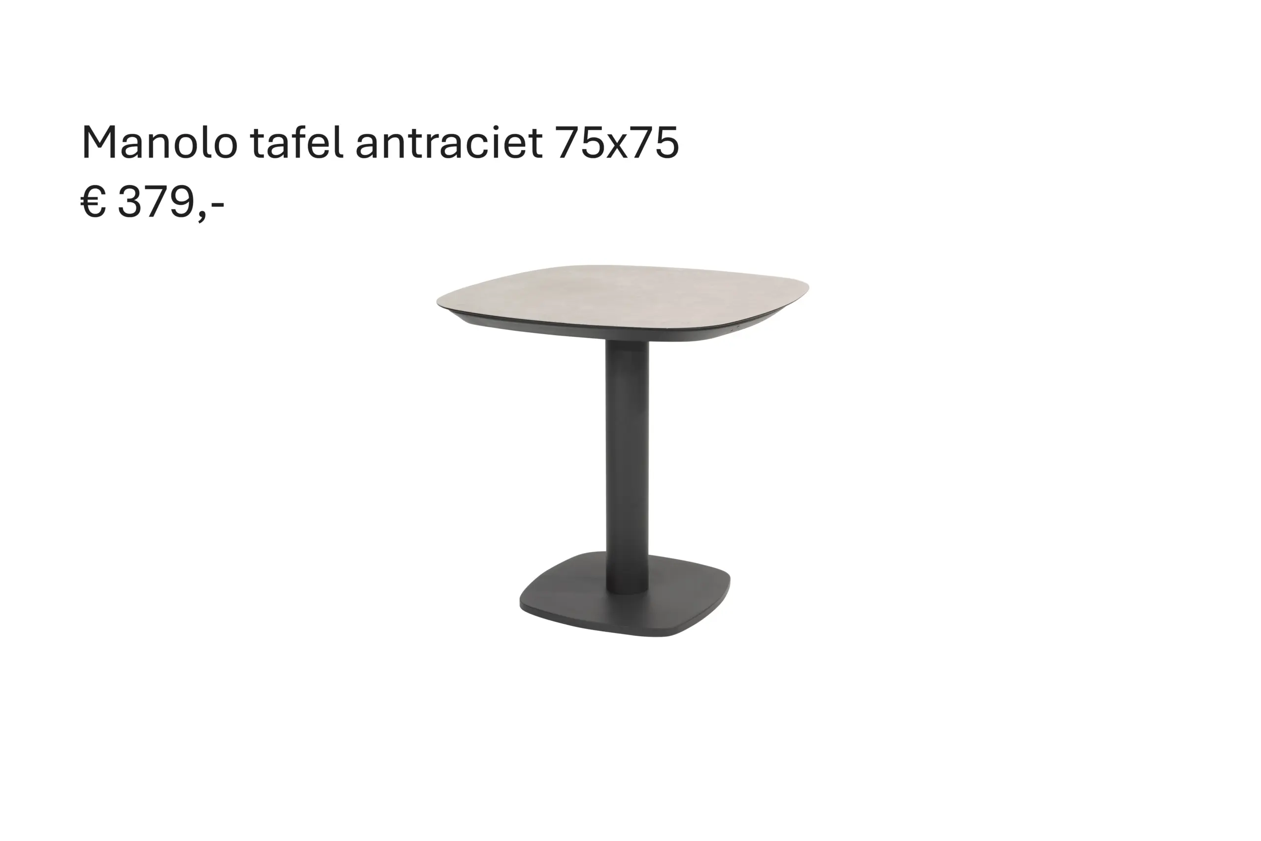 91648 Manolo Dining Table Anthracite With Ceramic Print Top 75x75x75cm