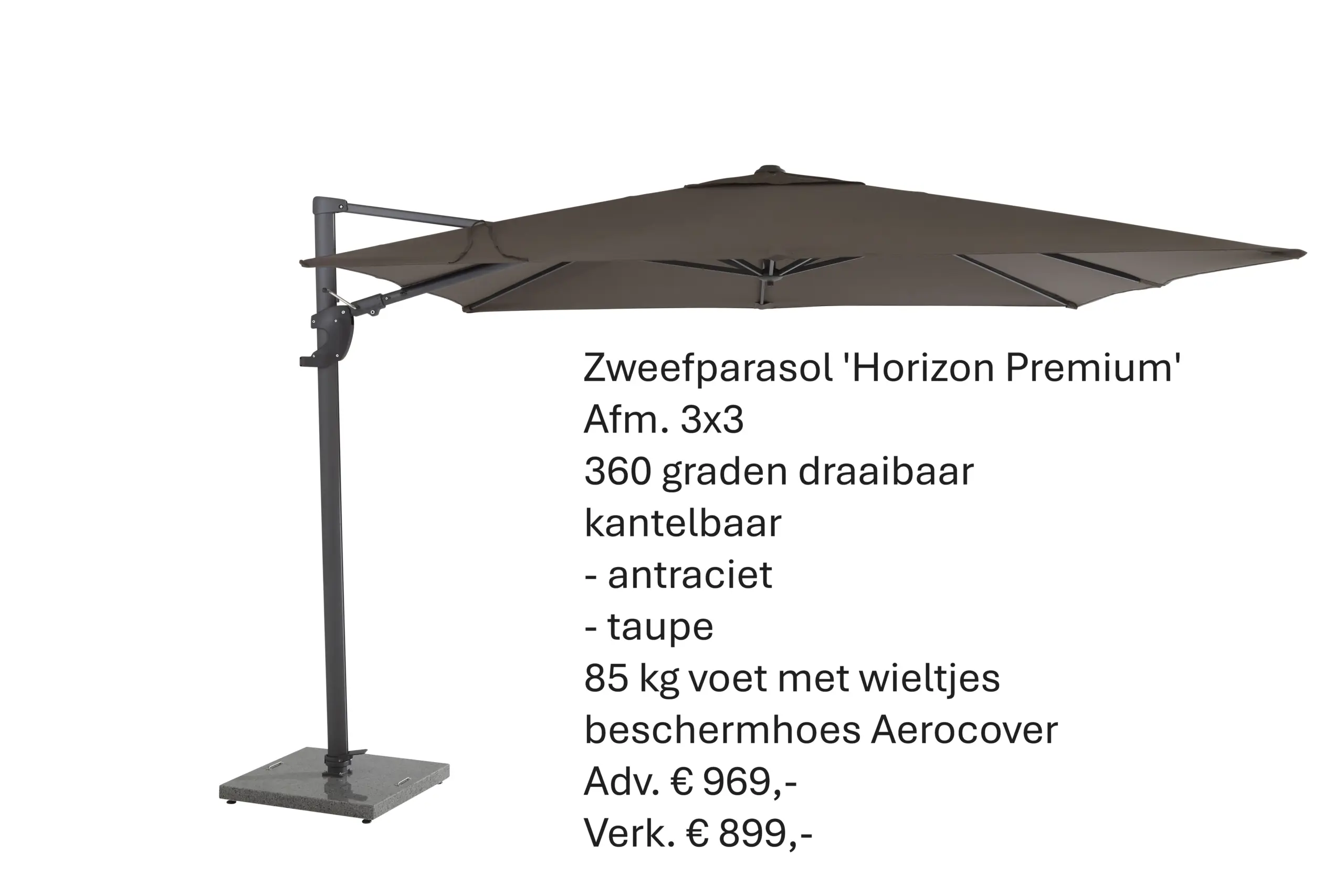 Horizon Premium 300x300cm Taupe With Granite Base 84 Kgs 01