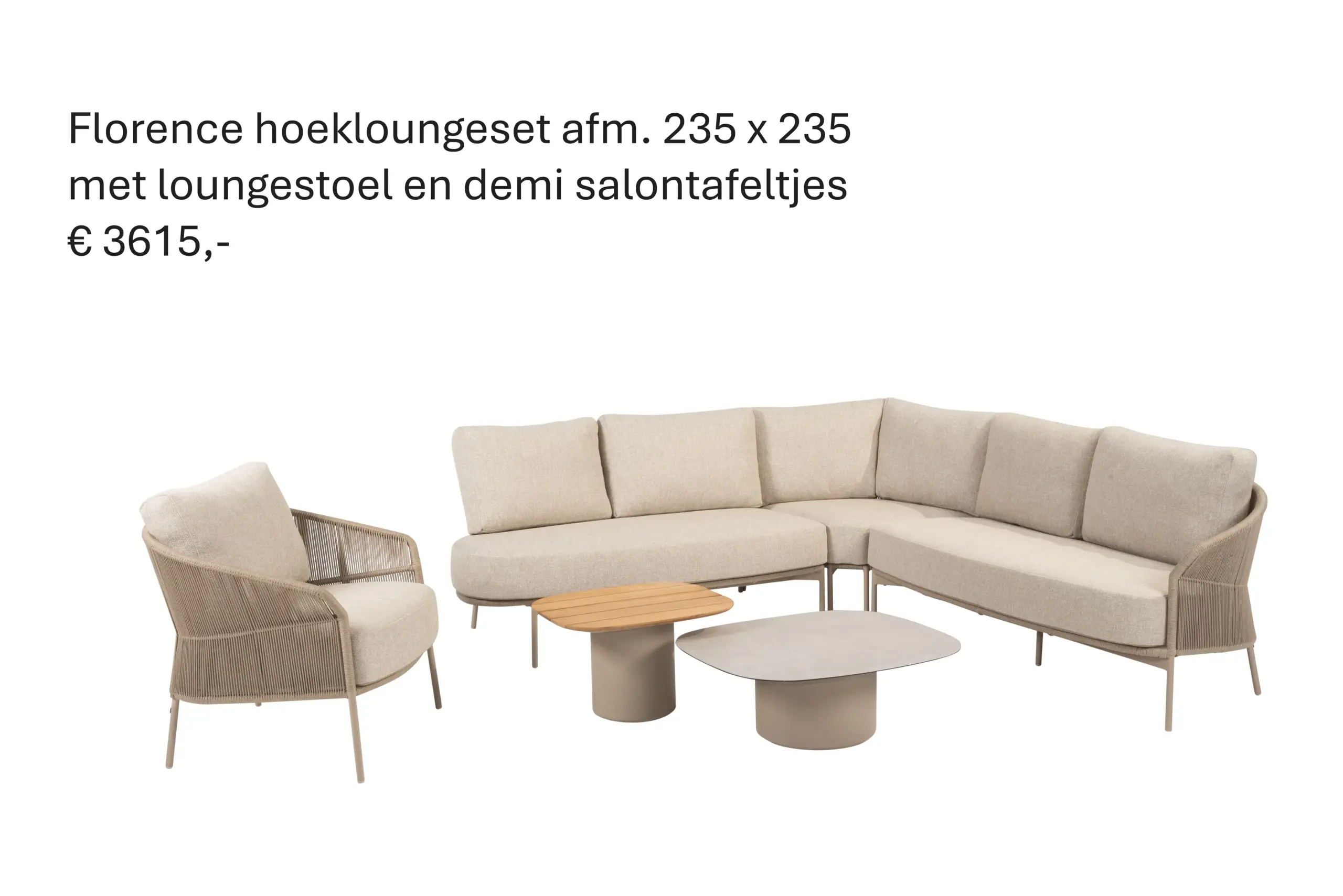 Florence Modular Corner Lounge Set Latte With Lounge Chair And Demi Tables 02