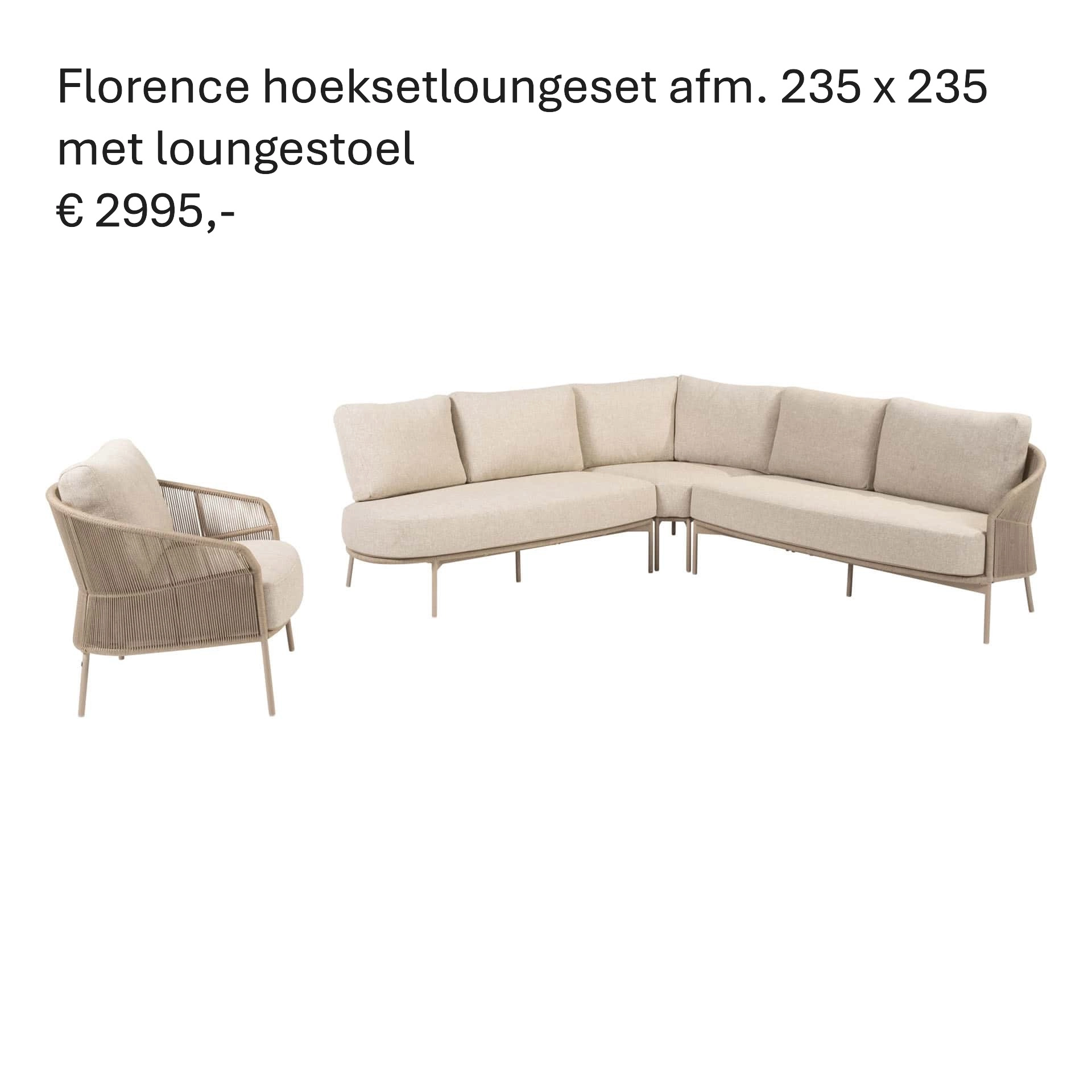 Florence Modular Corner Lounge Set Latte With Lounge Chair 01